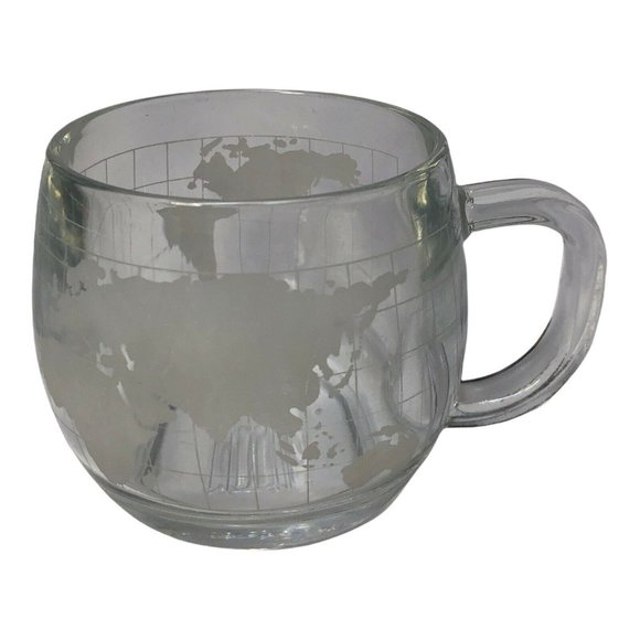 Vintage 1970's Nestle Nescafe Clear Glass Globe World Cup Mug Coffee Tea - Picture 1 of 5